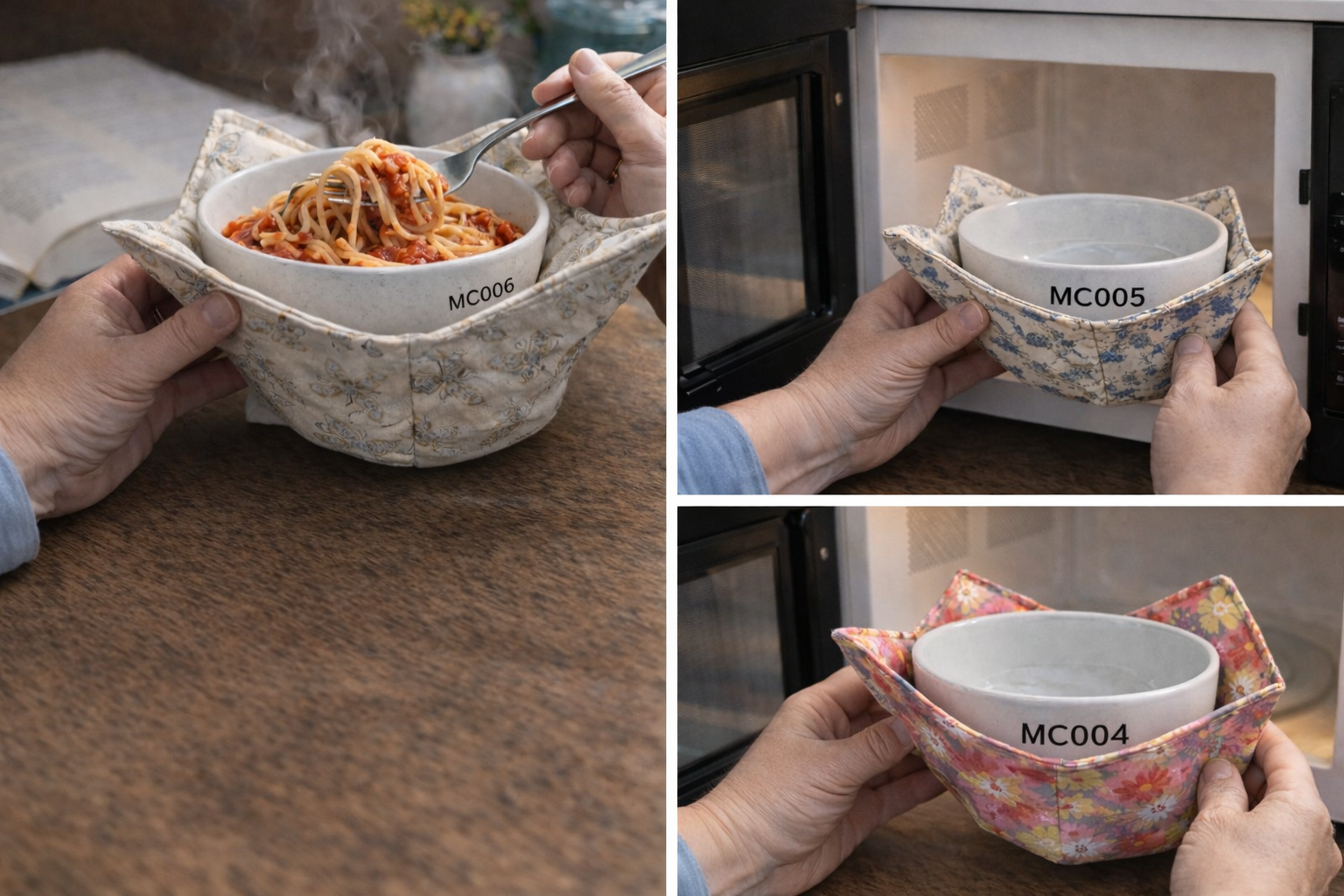 100% Cotton Bowl Cozy - MEDIUM - Heat Resistant for Microwave Use