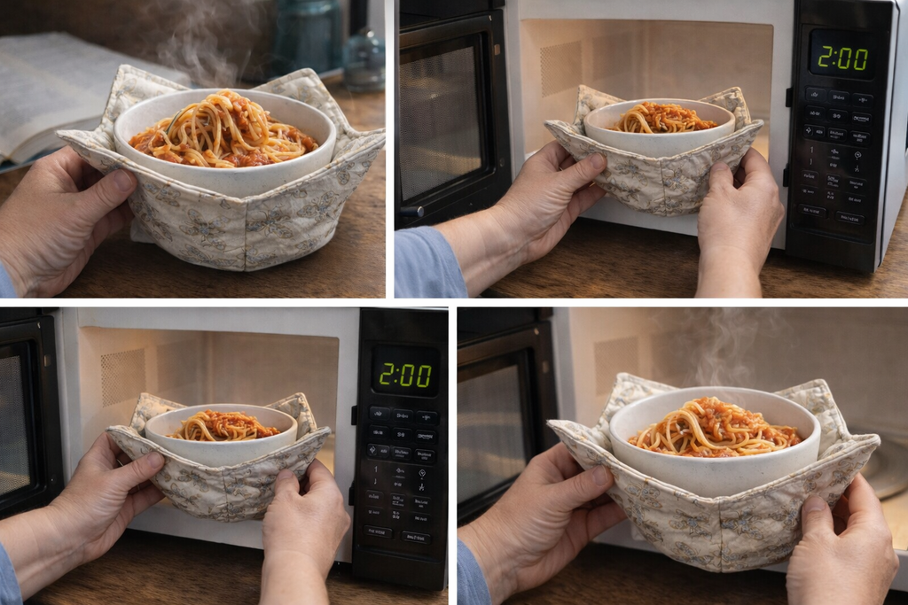 100% Cotton Bowl Cozy - MEDIUM - Heat Resistant for Microwave Use