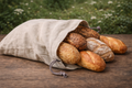 Rustic Linen Bread Bag: 100% Linen with Drawstring