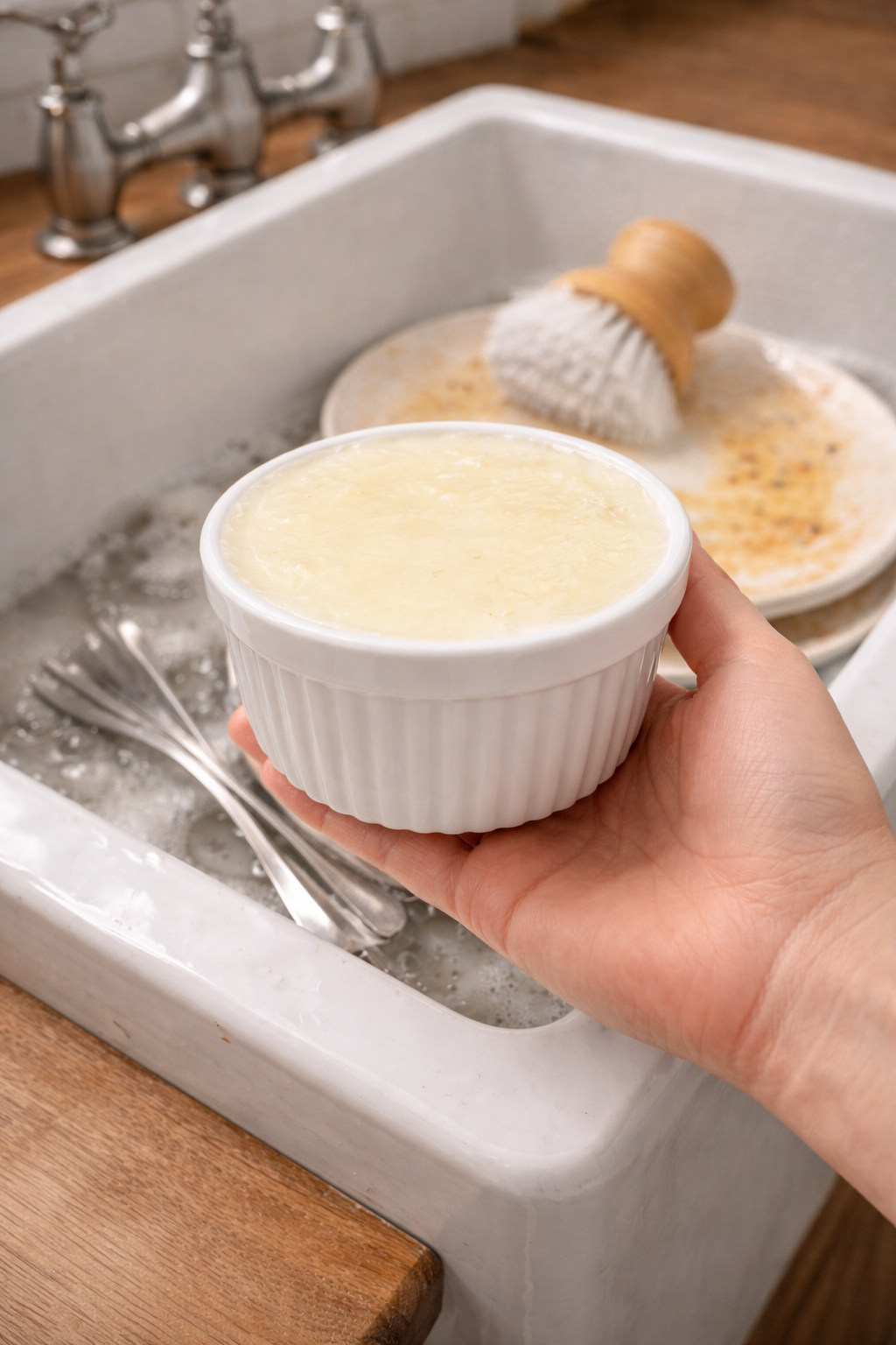 Solid Dish Soap in Charming Ramekins - Zero Waste Kitchen