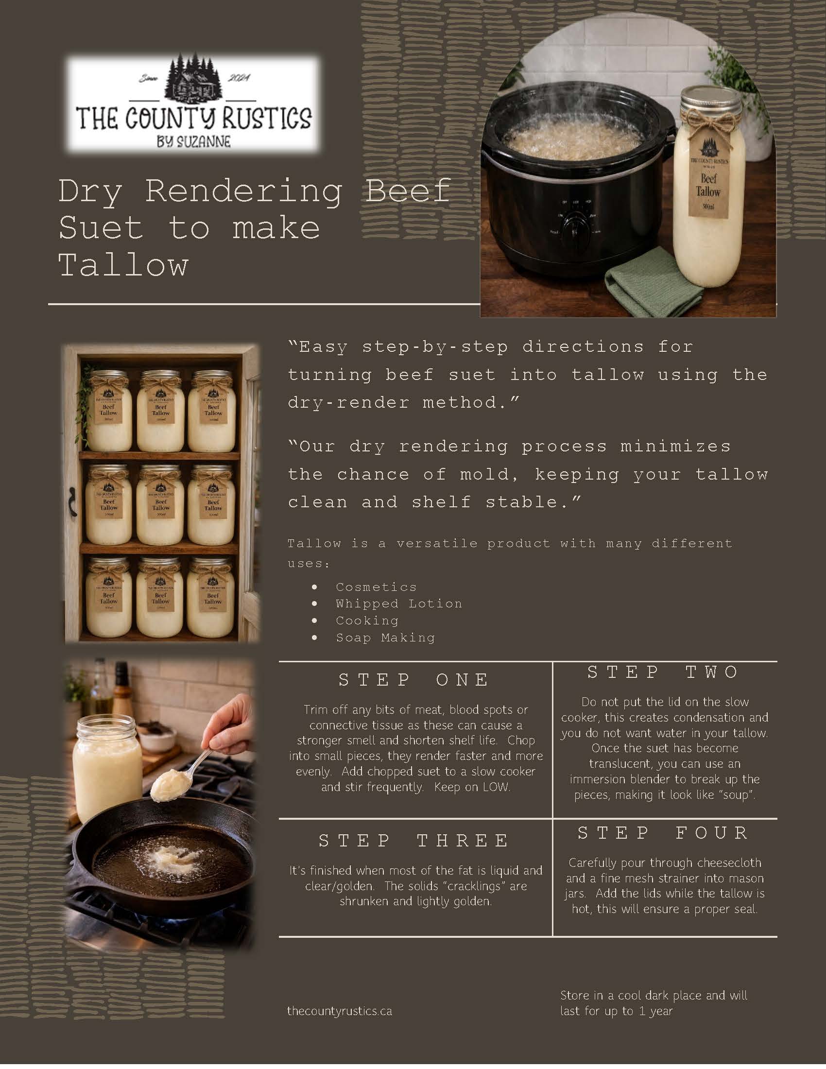 Beef Tallow Bulk 500ml | Rendered for Tallow Soap, Lotion, Skincare | Glass Jars | No Refrigeration