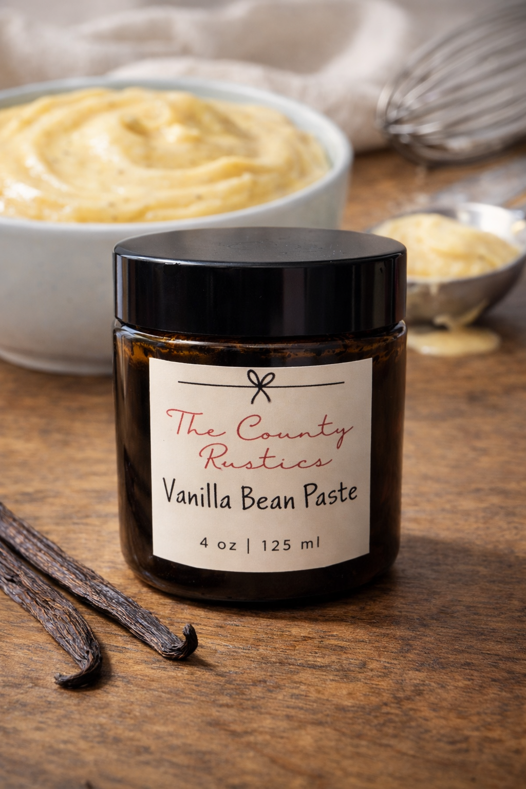 Vanilla Extract & Vanilla Paste: Madagascar Vanilla Beans, 4 oz Amber Bottle