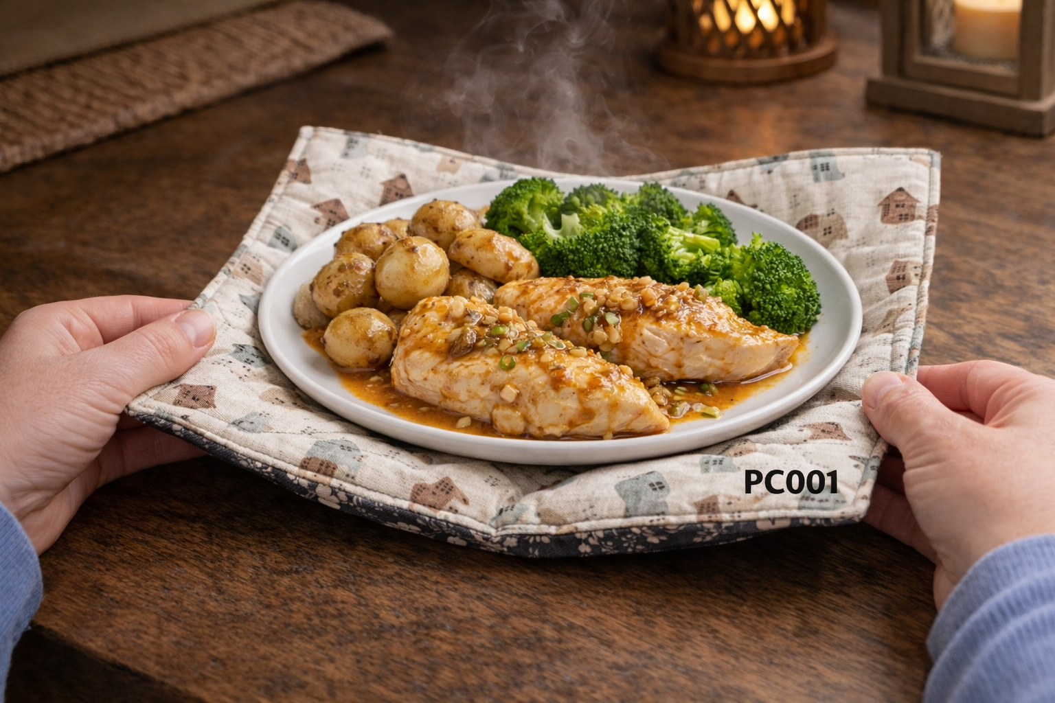 100% Cotton Plate Cozy  - Heat Resistant for Microwave Use