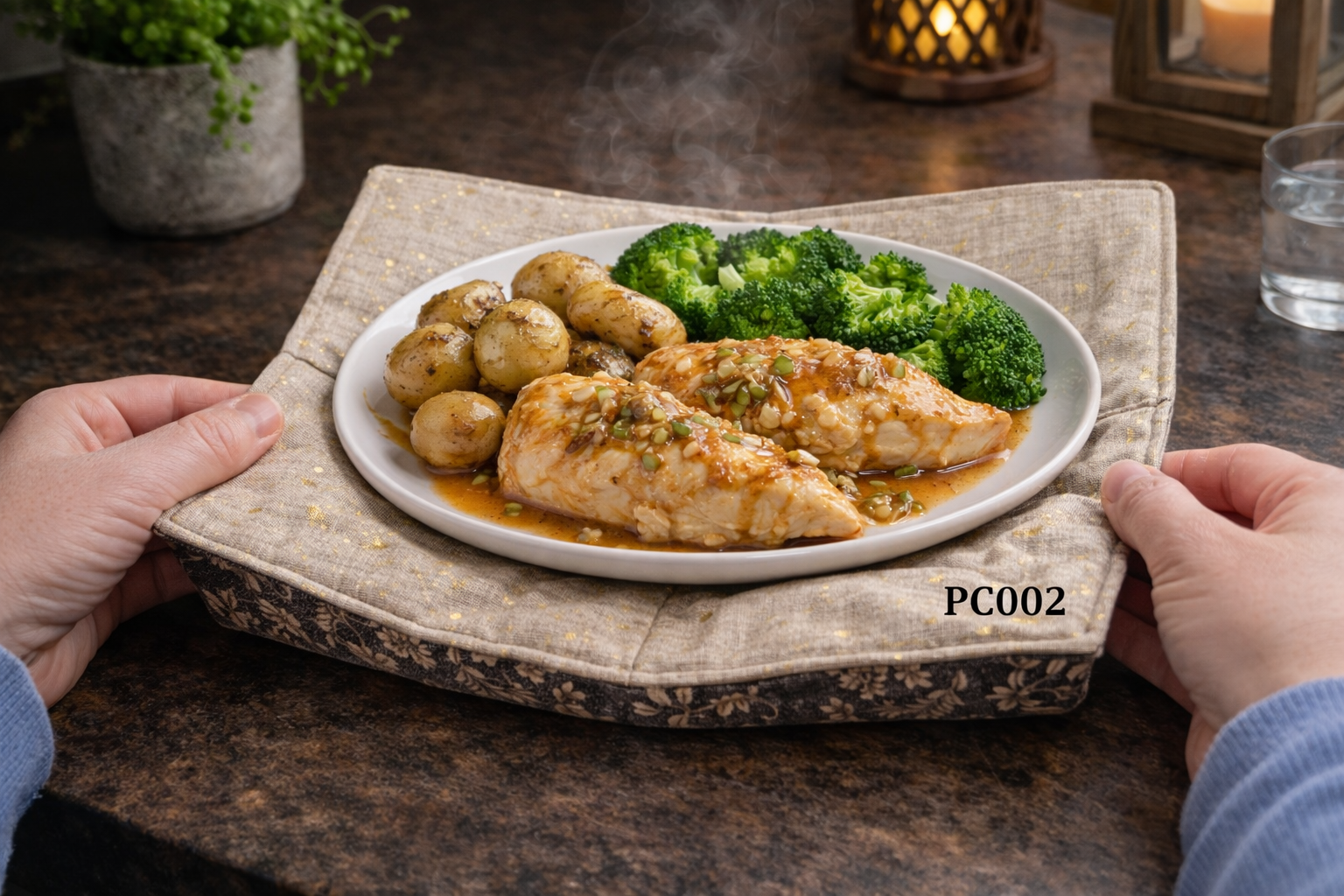 100% Cotton Plate Cozy  - Heat Resistant for Microwave Use