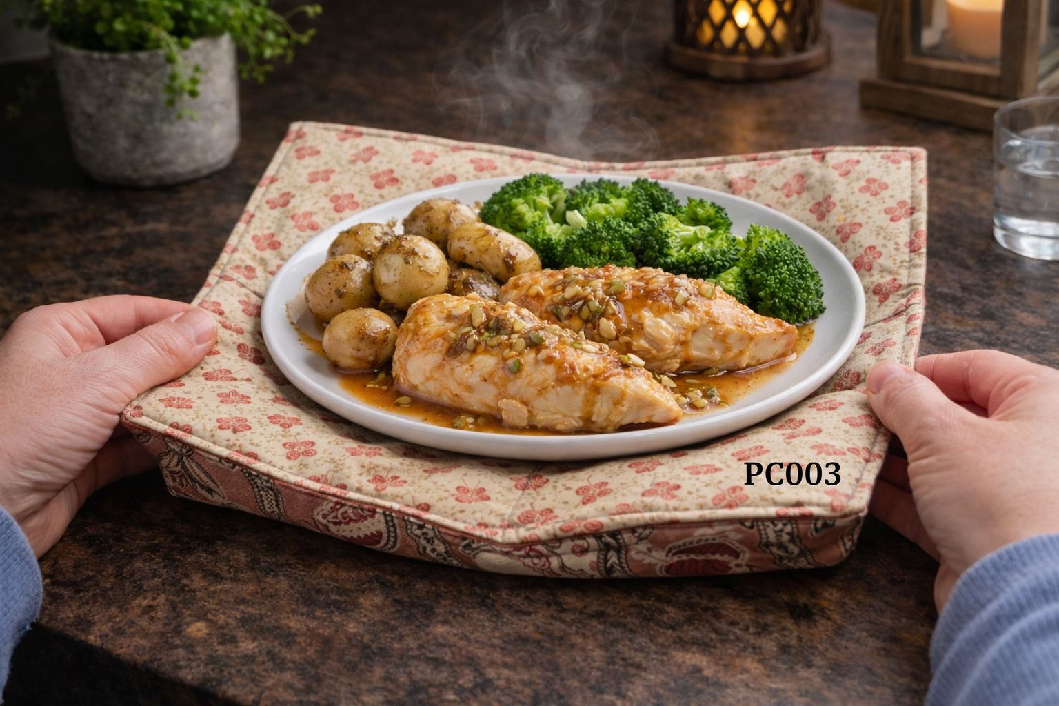 100% Cotton Plate Cozy  - Heat Resistant for Microwave Use