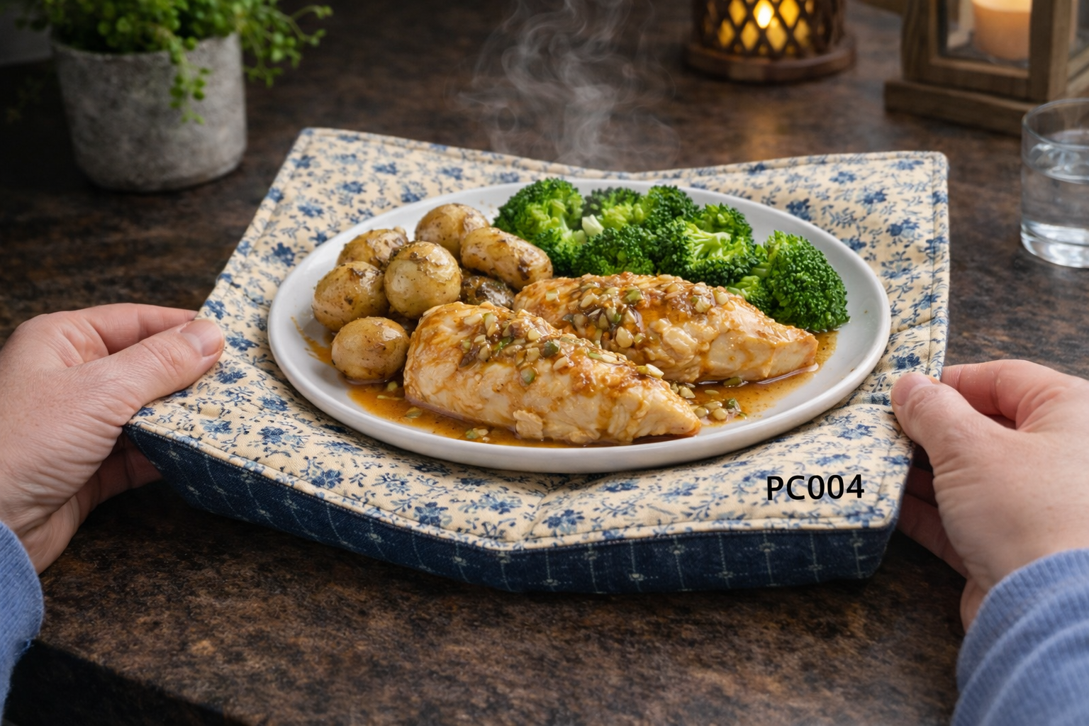 100% Cotton Plate Cozy  - Heat Resistant for Microwave Use