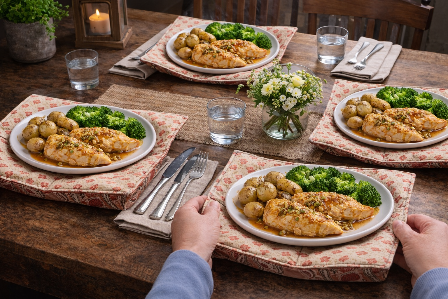 100% Cotton Plate Cozy  - Heat Resistant for Microwave Use