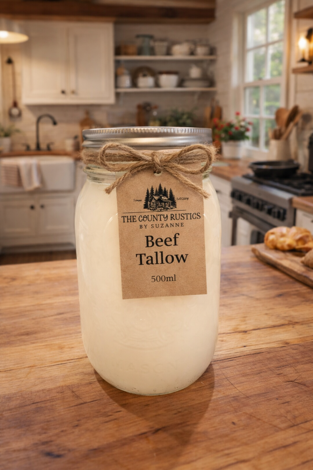 Beef Tallow Bulk 500ml | Rendered for Tallow Soap, Lotion, Skincare | Glass Jars | No Refrigeration