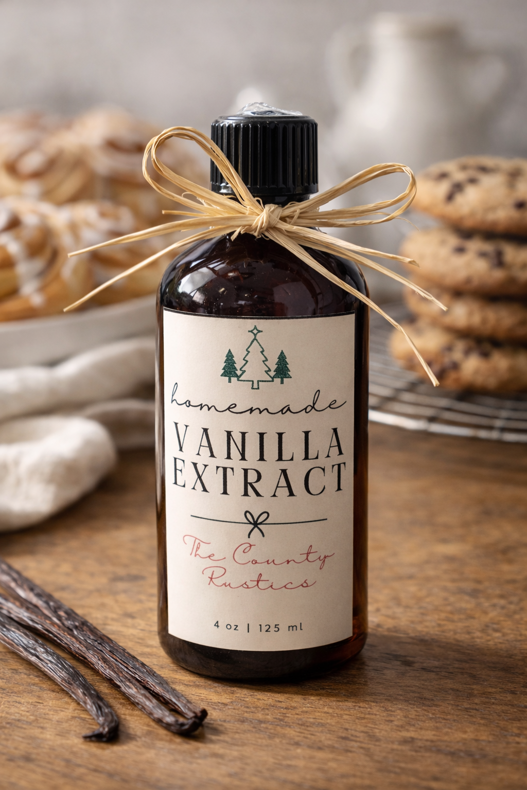 Vanilla Extract & Vanilla Paste: Madagascar Vanilla Beans, 4 oz Amber Bottle