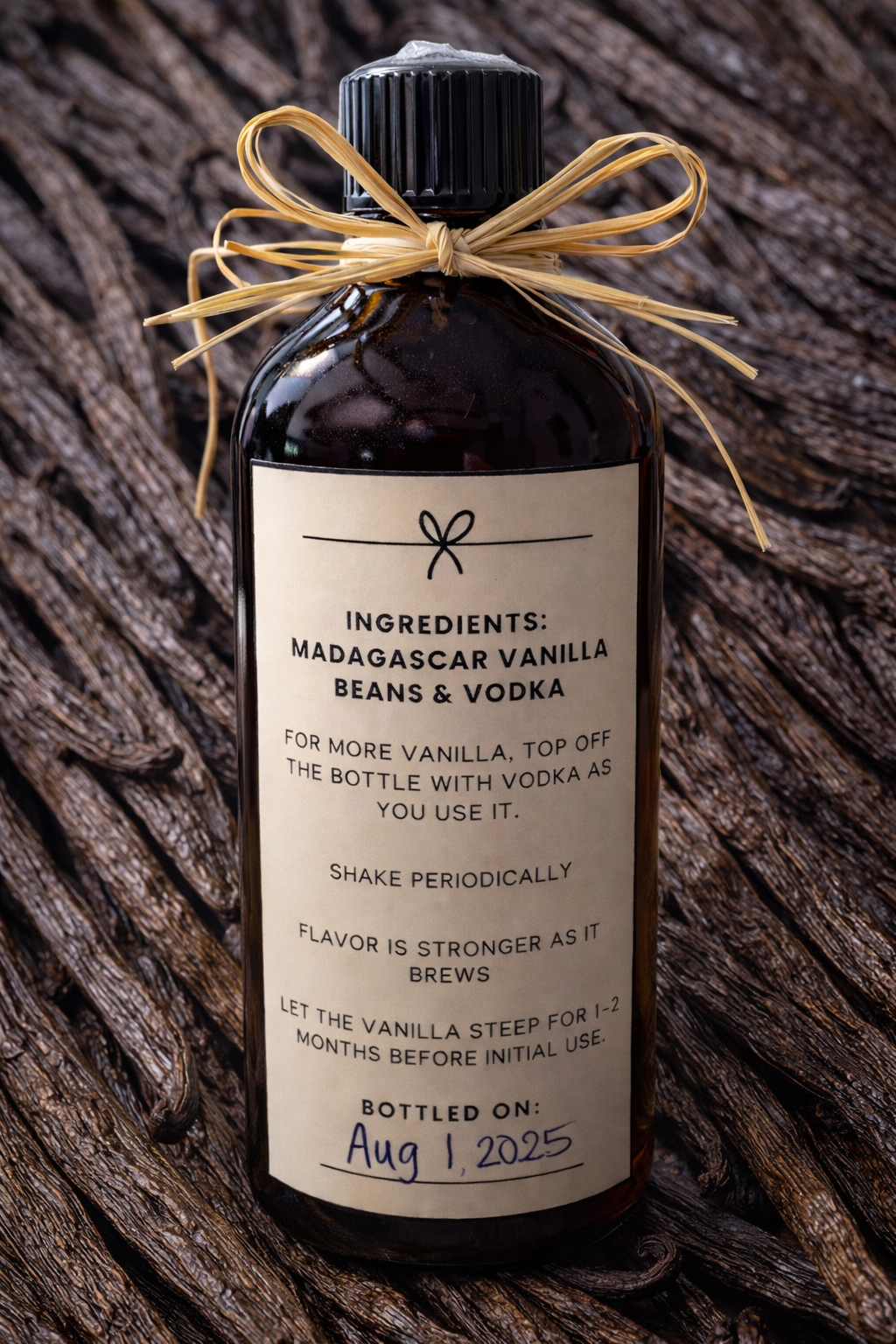 Vanilla Extract & Vanilla Paste: Madagascar Vanilla Beans, 4 oz Amber Bottle